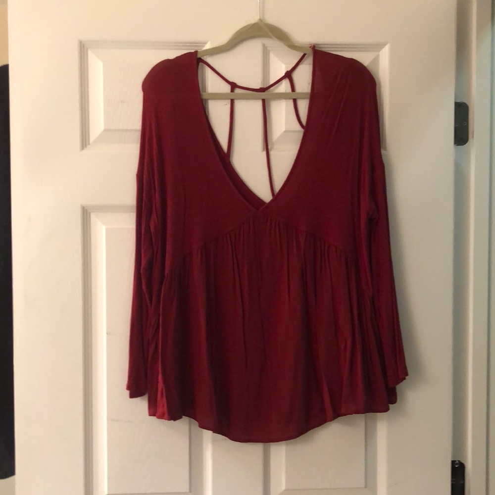 Red Long Sleeve Top